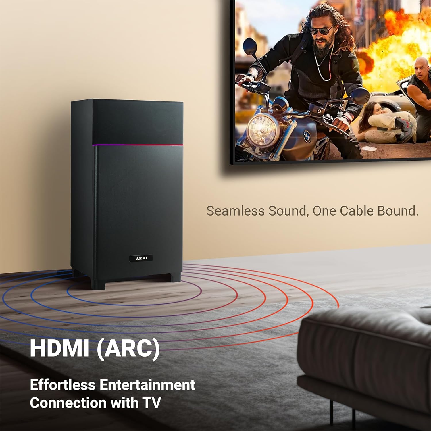 Akai Karaoke UltraBoom-80, Powerful 80W RMS Home Theater Bluetooth Party Box Speaker with 1 Wireless Karaoke Mic -Audio rent in Kolkata -rentOcart